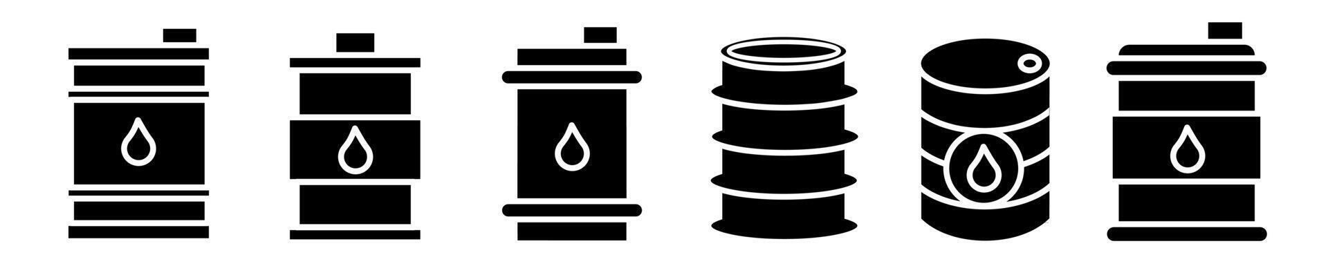 olio barile icona illustrazione. nero e bianca olio barile icona impostare. azione vettore collezione.