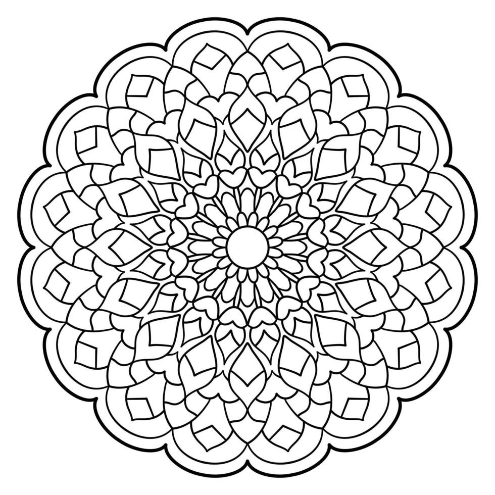 floreale mandala con linee, botanico stile, circolare forma, colorazione libro pagina vettore