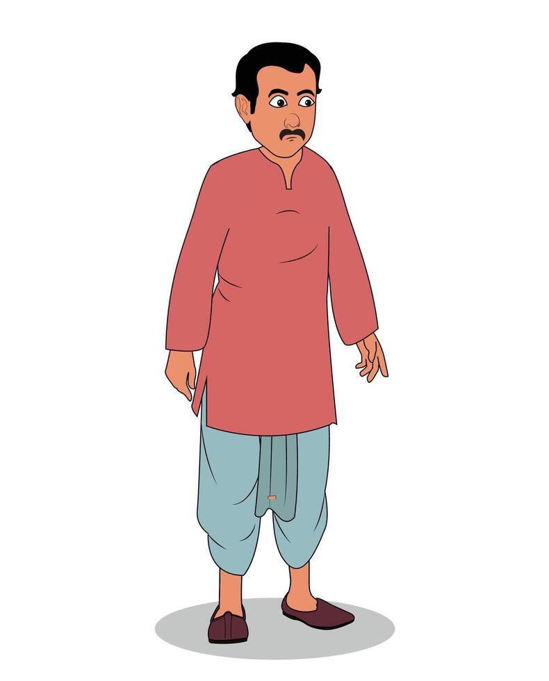 un' villaggio uomo cartone animato personaggio design per 2d animazione storie vettore