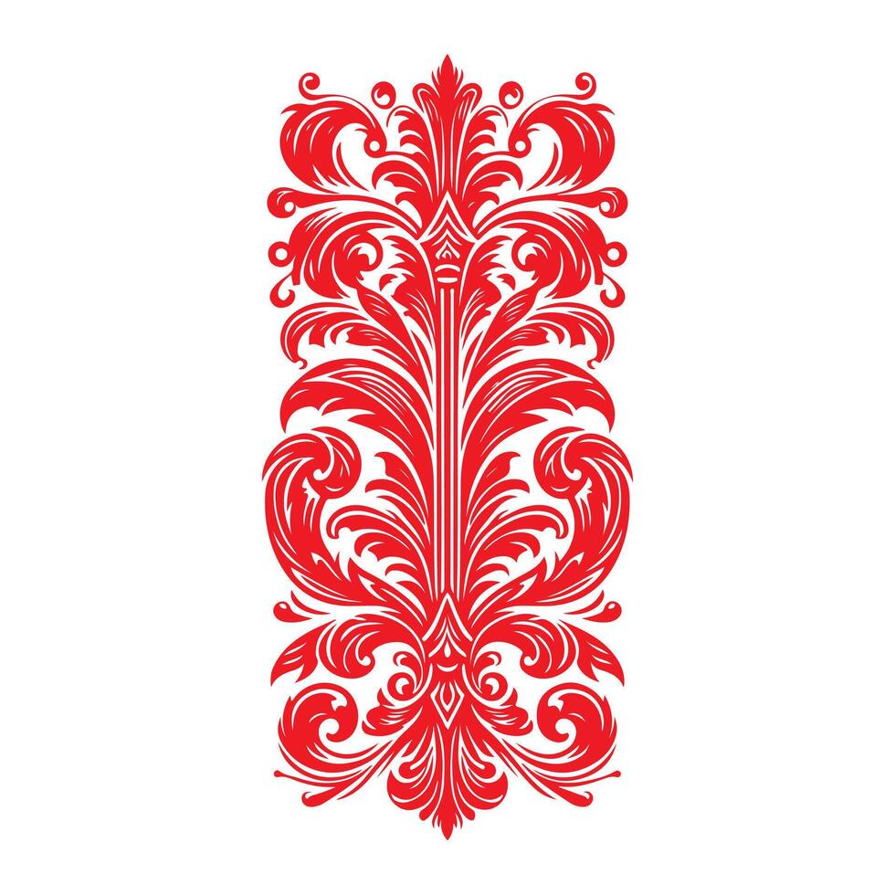 damasco rosso colore elemento orientale vettore isolato ob bianca sfondo