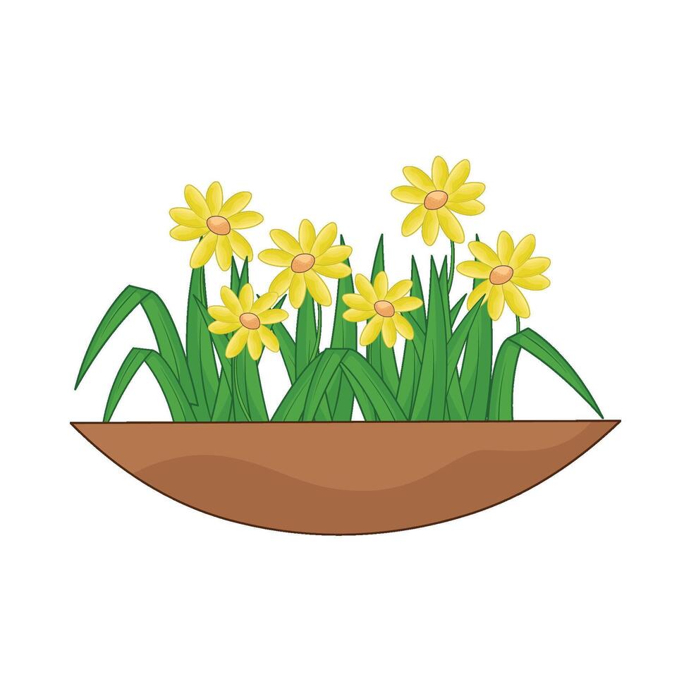 illustrazione di erba e fiore vettore