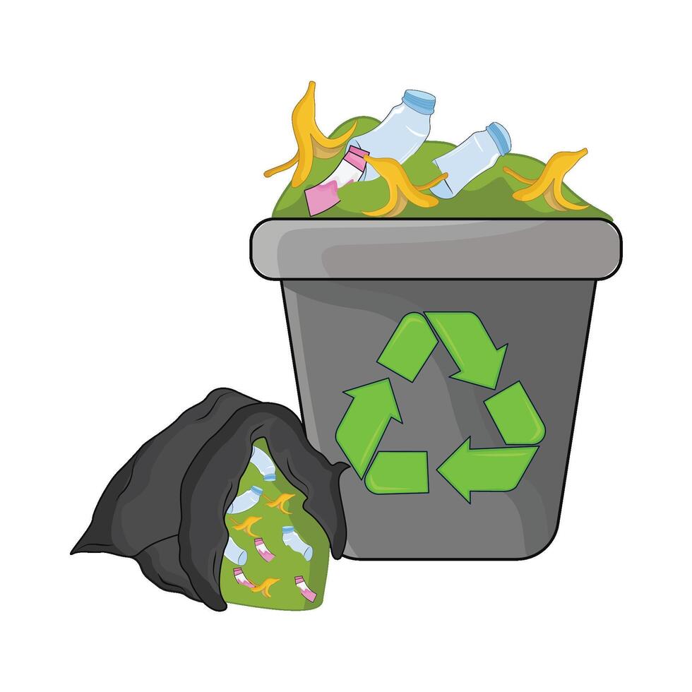 illustrazione di spazzatura può e spazzatura Borsa vettore