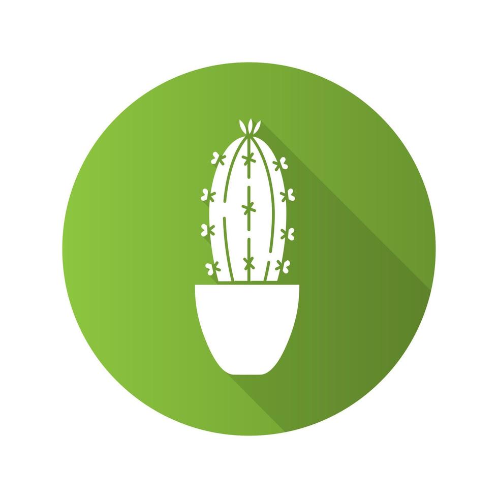 cactus in vaso di fiori design piatto lunga ombra icona del glifo. succulento. illustrazione vettoriale silhouette