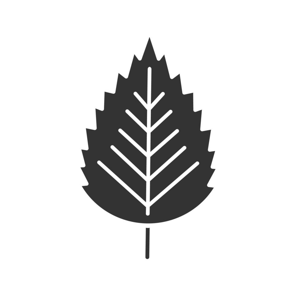 icona del glifo con foglia di betulla. simbolo di sagoma. spazio negativo. illustrazione vettoriale isolato