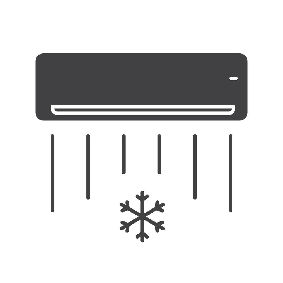 icona del glifo con condizionatore d'aria. simbolo di sagoma. spazio negativo. illustrazione vettoriale isolato