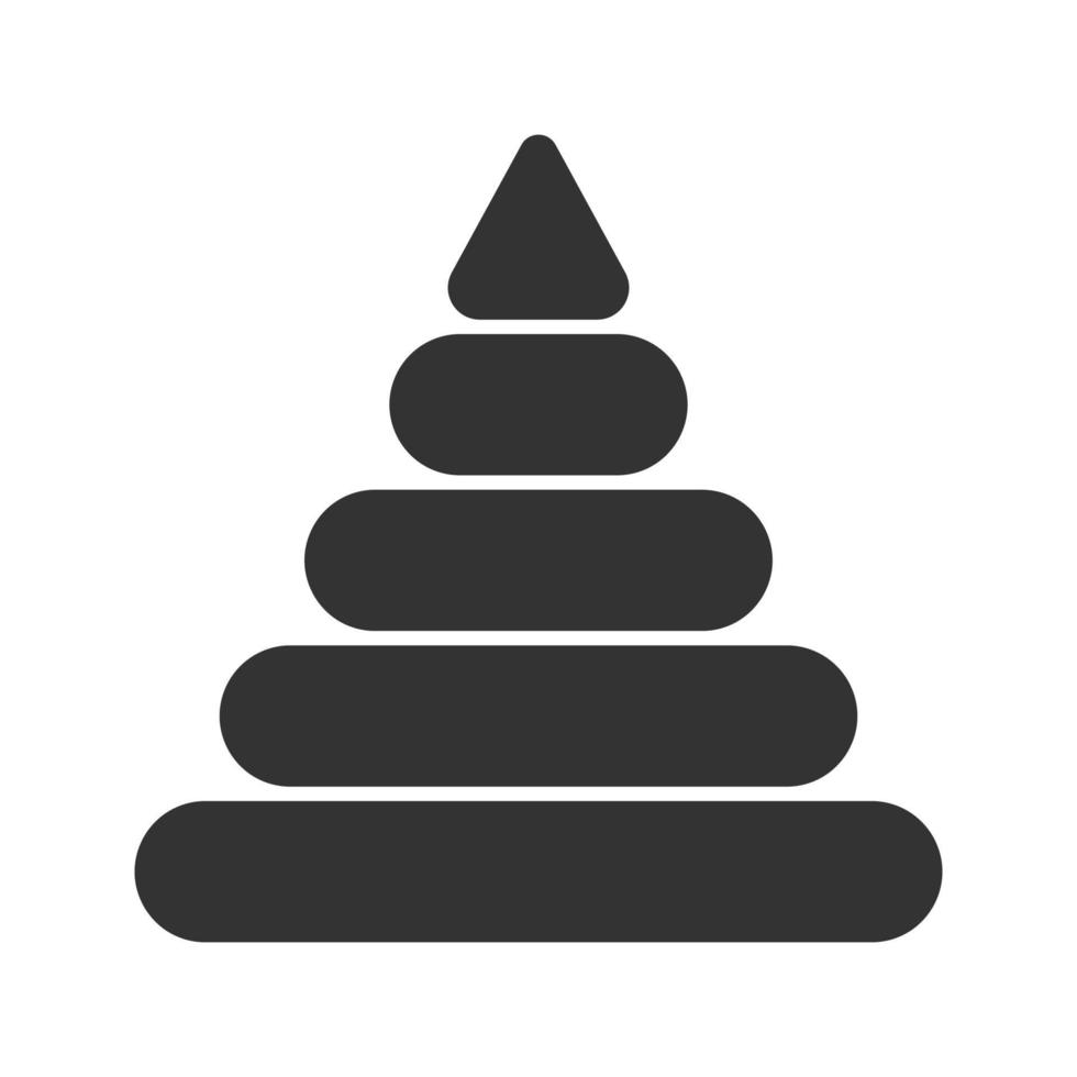 icona del glifo con piramide giocattolo. simbolo di sagoma. spazio negativo. illustrazione vettoriale isolato