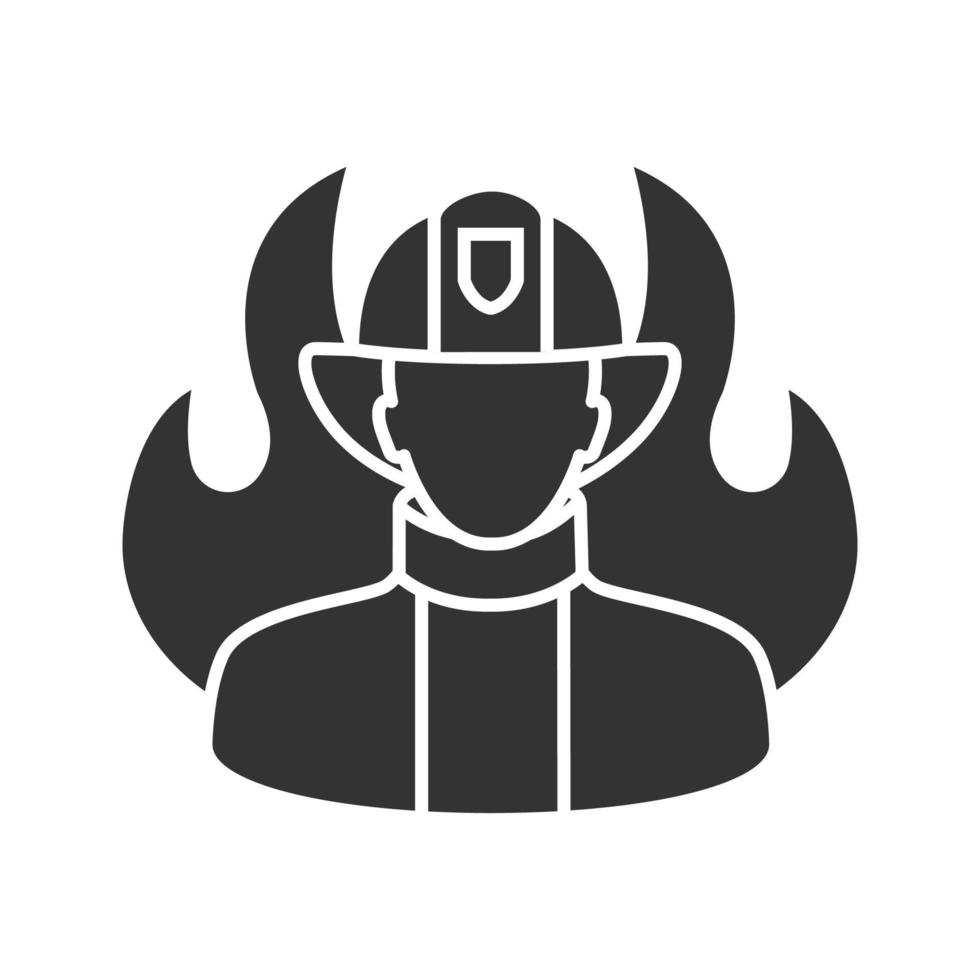 icona del glifo con vigile del fuoco. vigile del fuoco. simbolo di sagoma. spazio negativo. illustrazione vettoriale isolato
