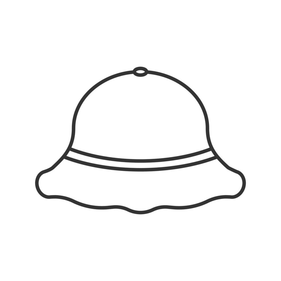 icona lineare del cappello da pescatore. attrezzatura da pesca. illustrazione di linea sottile. simbolo di contorno. disegno vettoriale isolato contorno