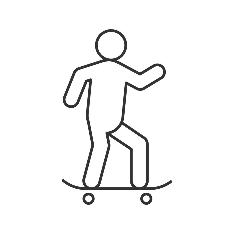 icona lineare di skateboarder. disegno a linee sottili. riposo attivo. sport. simbolo di contorno. illustrazione vettoriale isolato