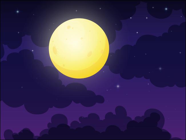 Luna piena sul cielo nuvoloso vettore