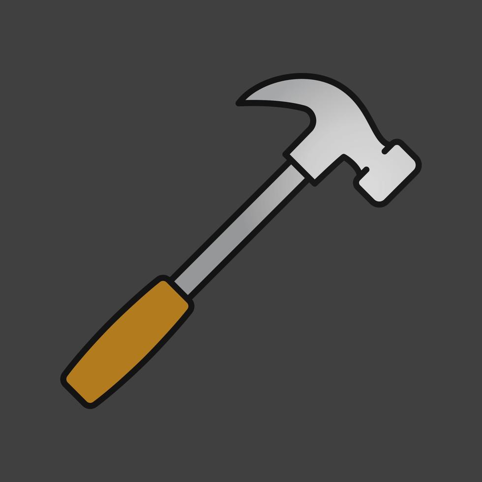 icona del colore del martello. strumento di costruzione. strumento di ristrutturazione e riparazione. illustrazione vettoriale isolato