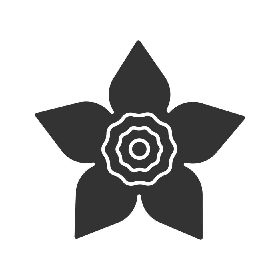 icona del glifo con testa di narciso. simbolo di sagoma. narciso. spazio negativo. illustrazione vettoriale isolato