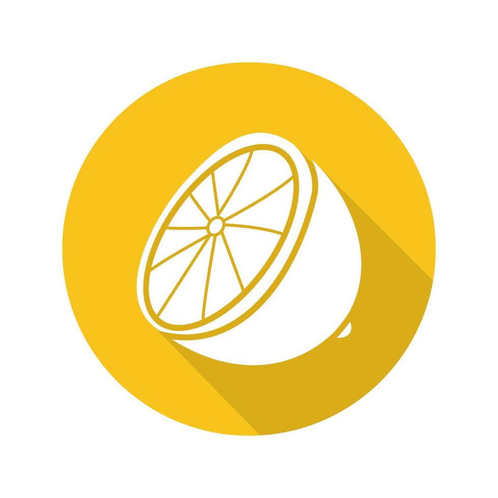 icona del glifo con ombra lunga design piatto di limone. illustrazione vettoriale silhouette
