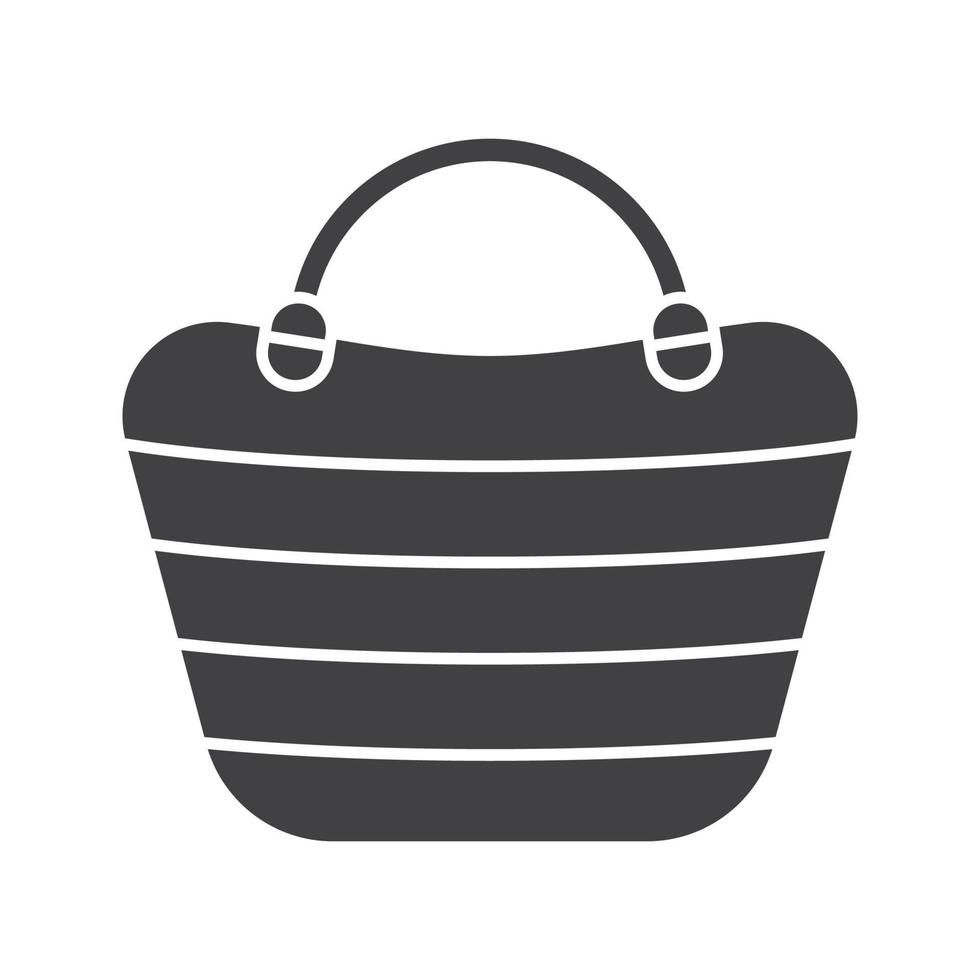 icona del glifo con borsa da spiaggia. simbolo di sagoma. borsa da spiaggia. spazio negativo. illustrazione vettoriale isolato