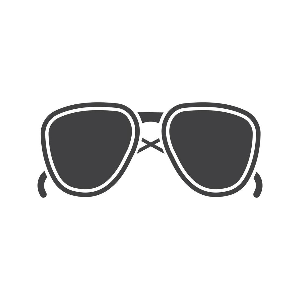 icona del glifo con occhiali da sole. simbolo di sagoma. aviatori. spazio negativo. illustrazione vettoriale isolato