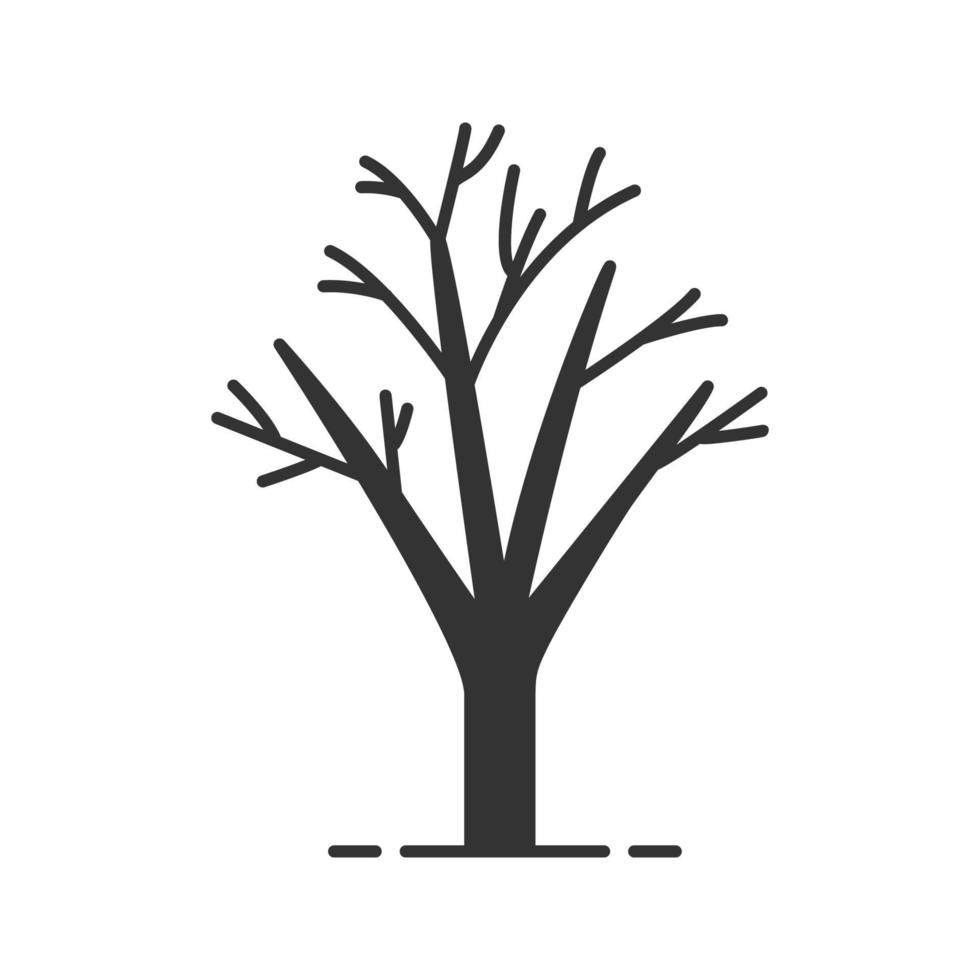 albero senza foglie icona del glifo. simbolo di sagoma. stagione autunnale. spazio negativo. illustrazione vettoriale isolato