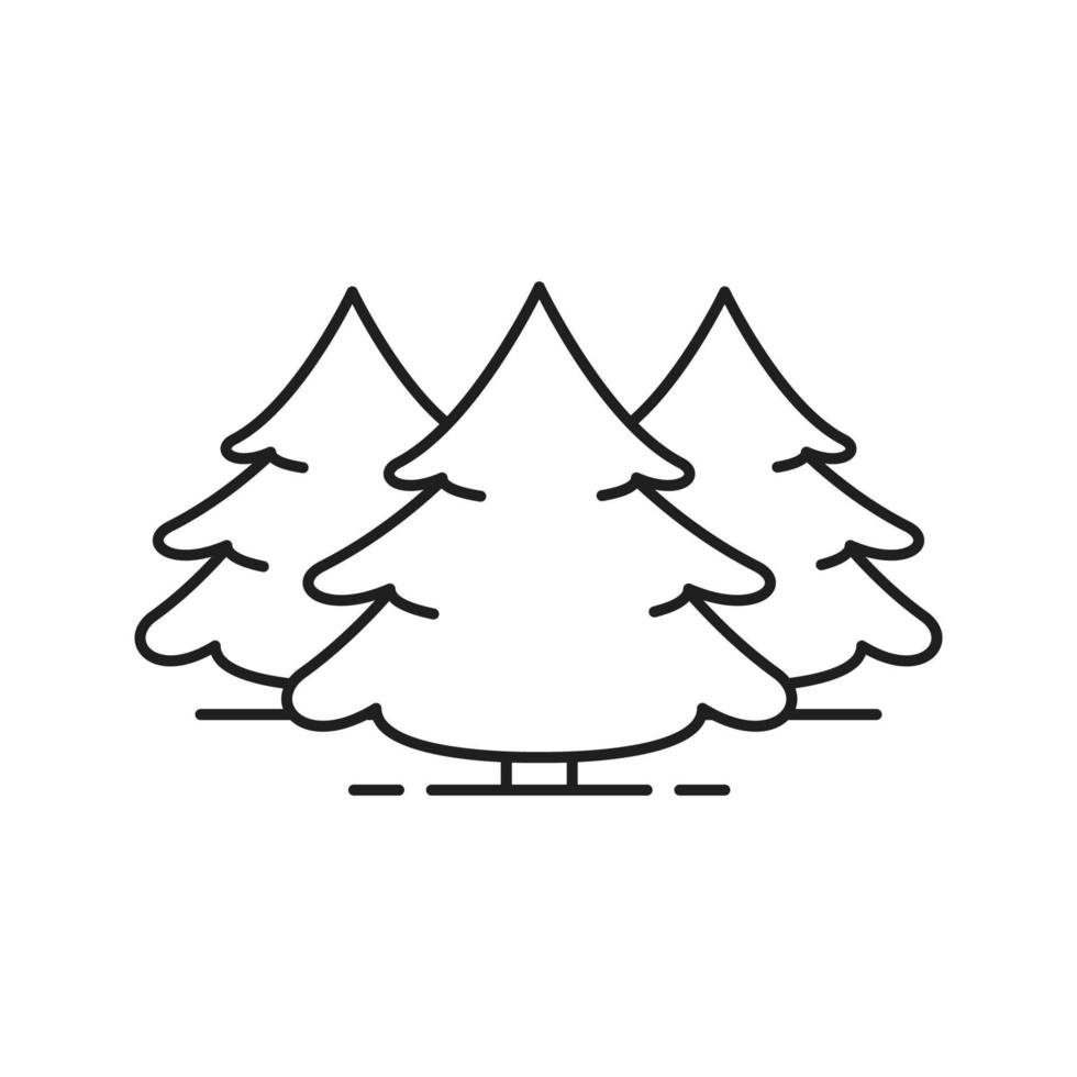 icona lineare foresta di abeti. illustrazione di linea sottile. simbolo di contorno di abeti rossi. disegno vettoriale isolato contorno