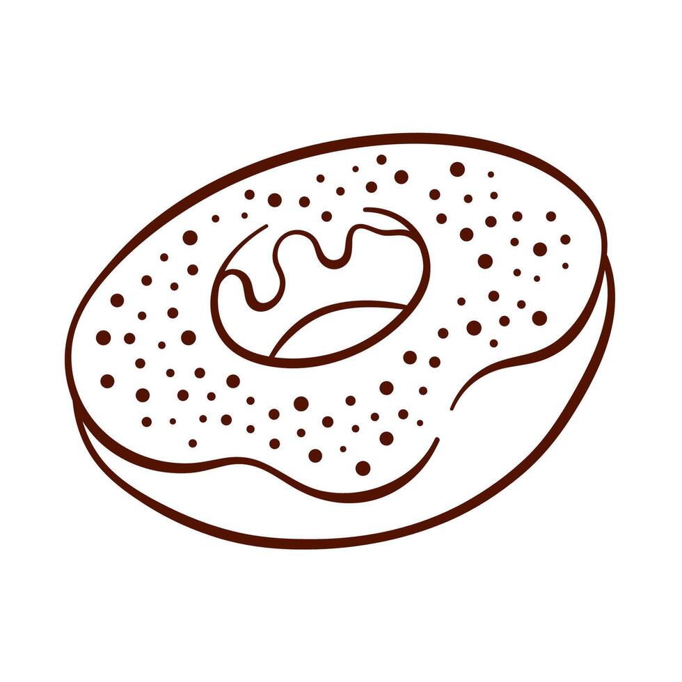 ciambella con glassa e spruzzatori nel linea arte stile. semplice icona per cibo app, forno e bar. vettore illustrazione isolato su un' bianca sfondo.