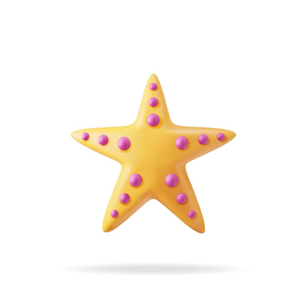 3d arancia stella marina isolato su bianca. rendere stella pesce icona. tropicale spiaggia simbolo. mare stella, marino o oceano animale. concetto di estate vacanza o vacanza. vettore illustrazione