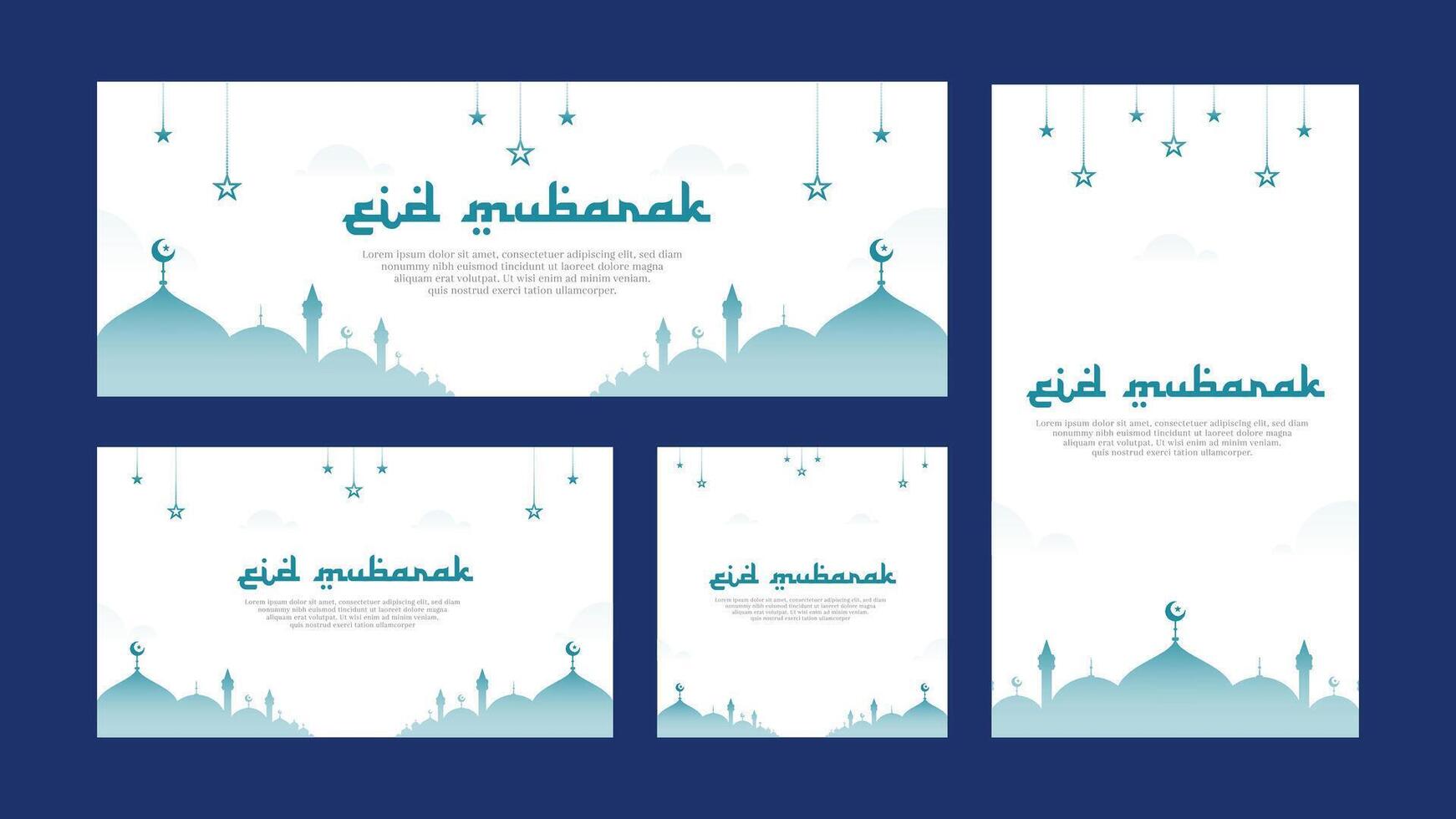 semplice e minimo islamico illustrazione di celeste eid mubarak auguri e saluto vettore modelli design