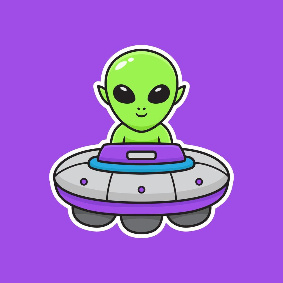illustrazione carino cartone animato alieno vettore design