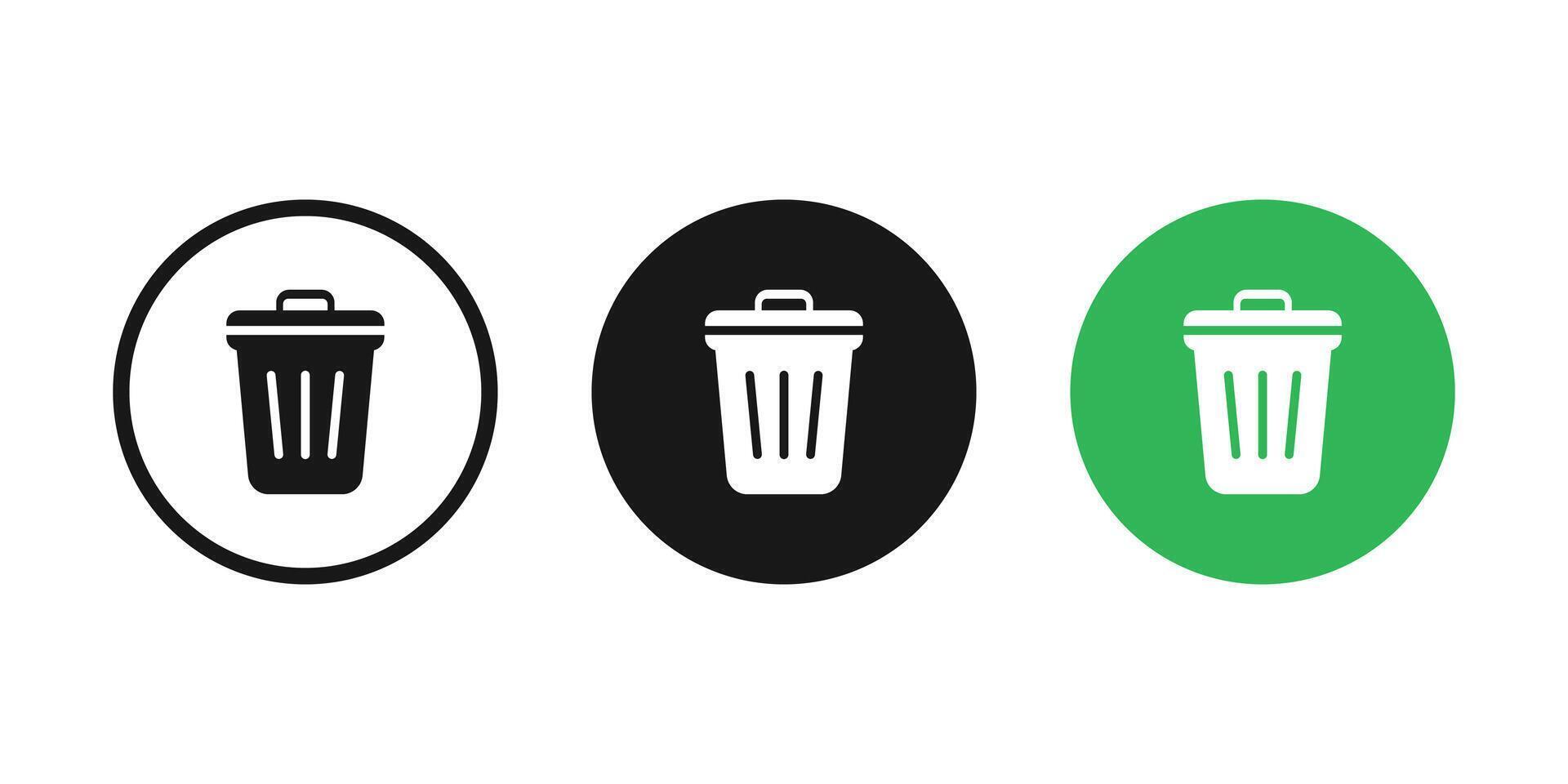 riciclare bidone icona vettore. spazzatura può simbolo. spazzatura bidone icone. Elimina simboli. vettore