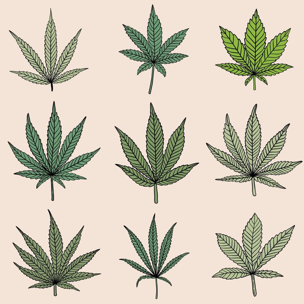 semplicità foglia di cannabis disegno a mano libera design piatto. vettore