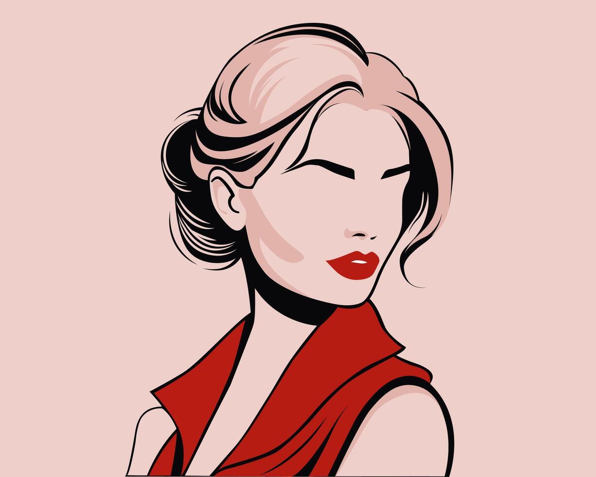 moda illustrazione di un' elegante ragazza nel un' rosso camicia. vettore