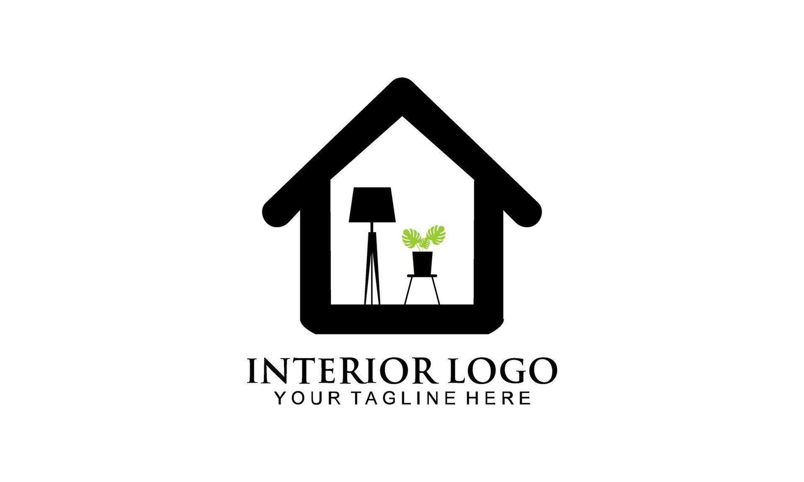 camera interna, design del logo della galleria di mobili vettore