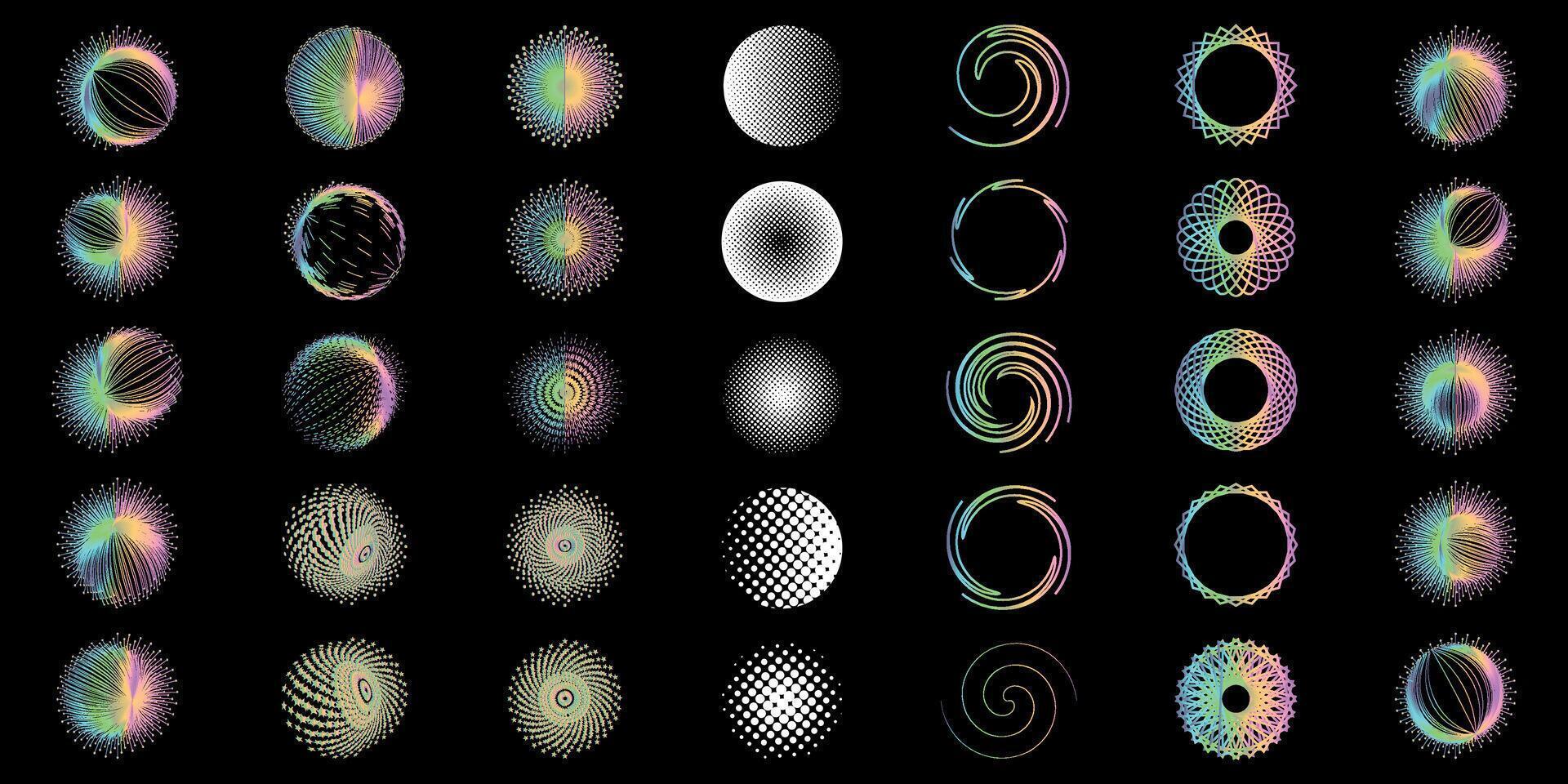 raggiante neon arcobaleno fiori figure nel il modulo di fiori vettore