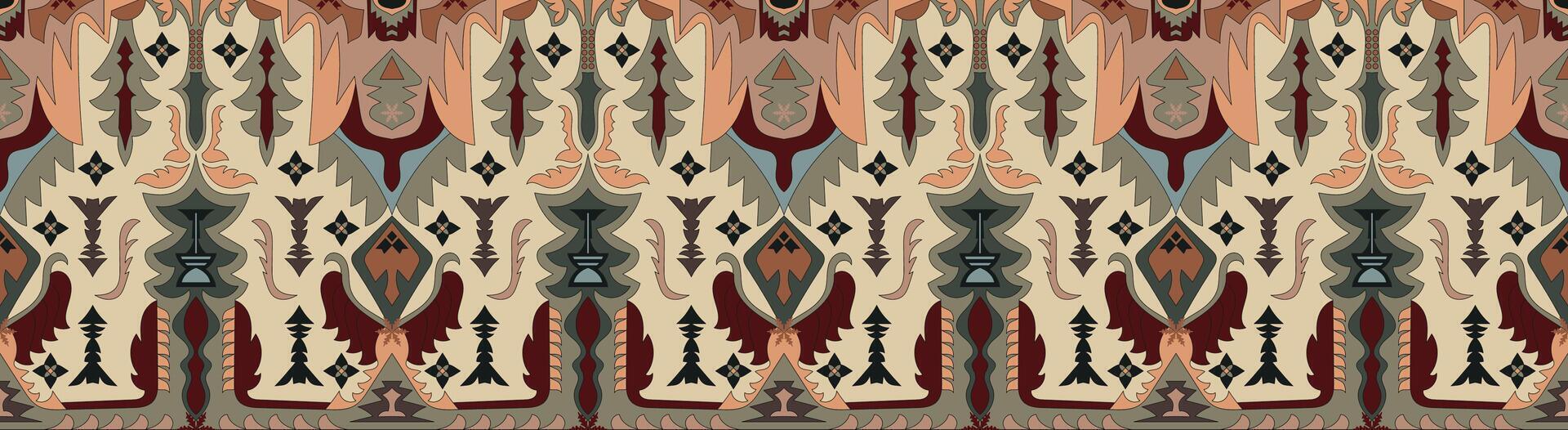 astratto dipinti senza soluzione di continuità struttura di persiano tappeto. è un' orizzontale confine vettore