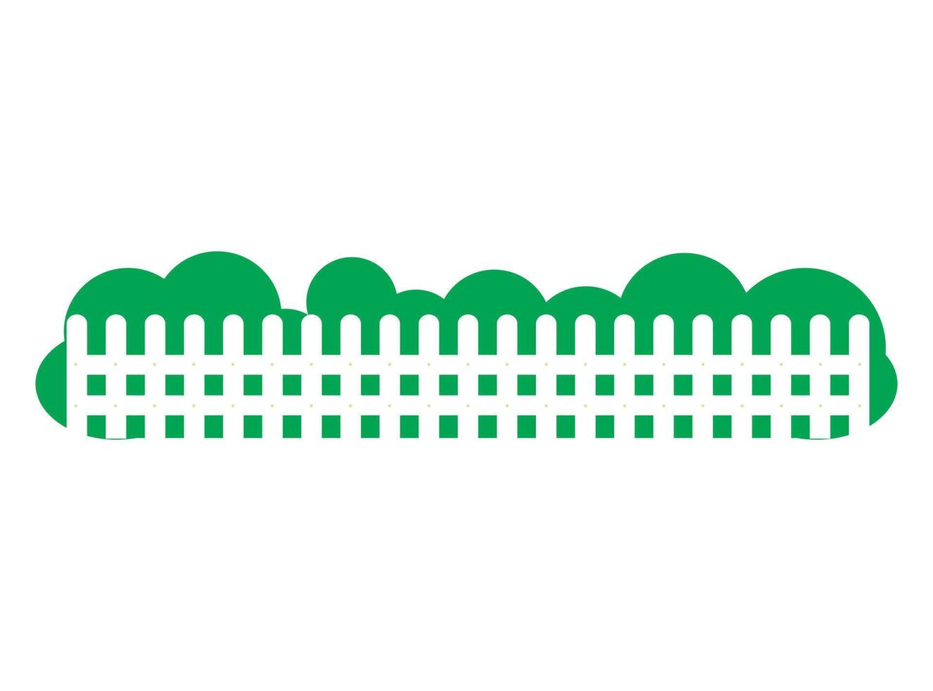 cartone animato verde lussureggiante dietro a bianca recinto icona vettore