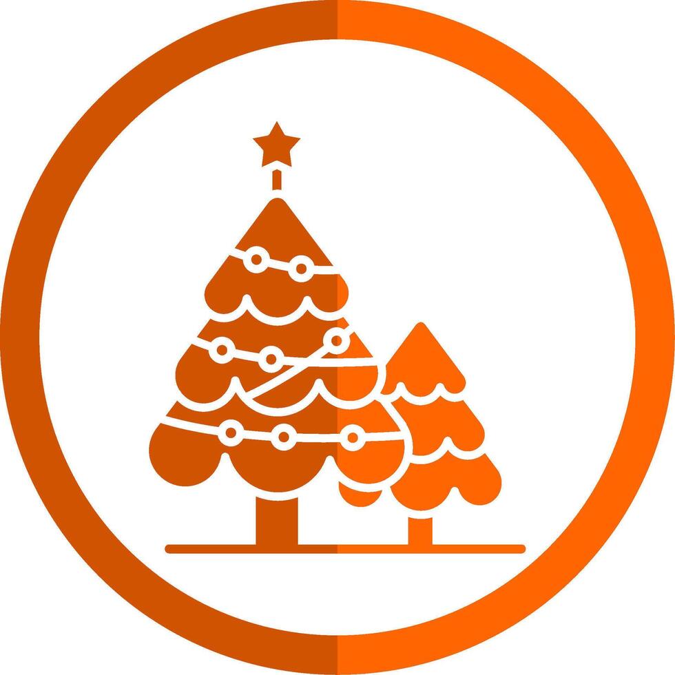 Natale albero glifo arancia cerchio icona vettore