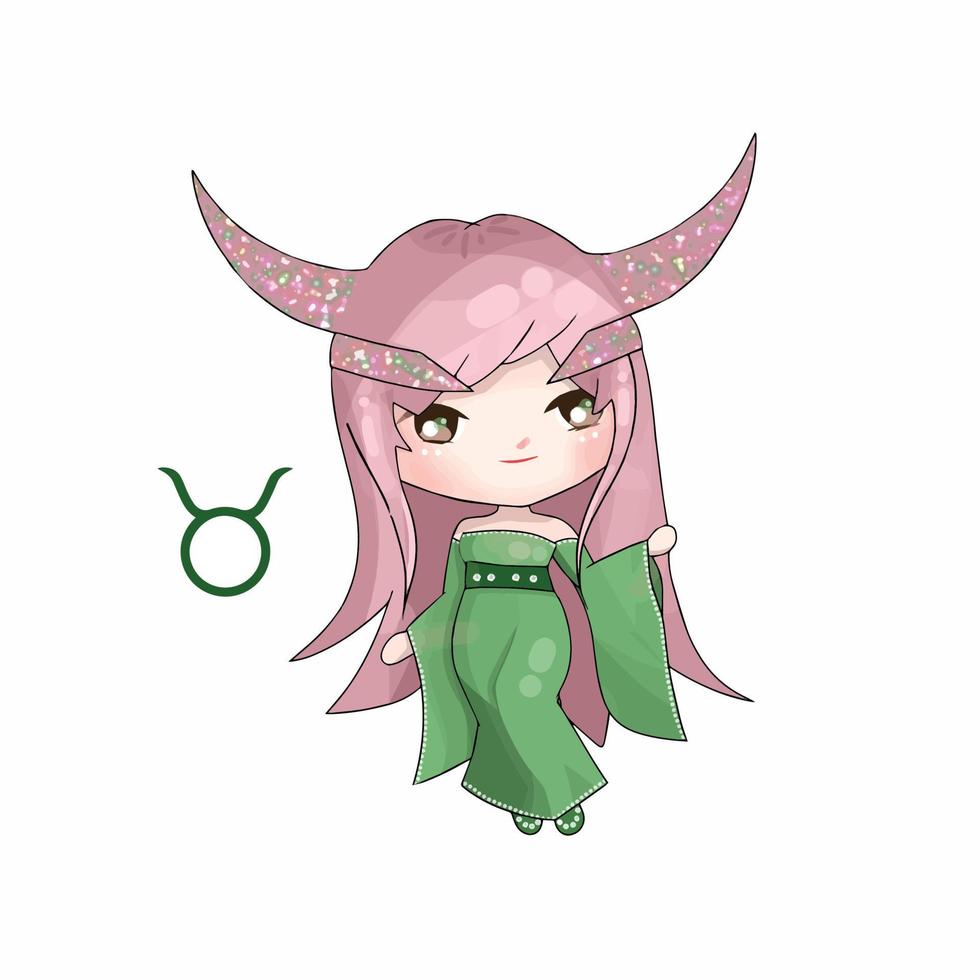 chibi taurus simbolo dello zodiaco vettore