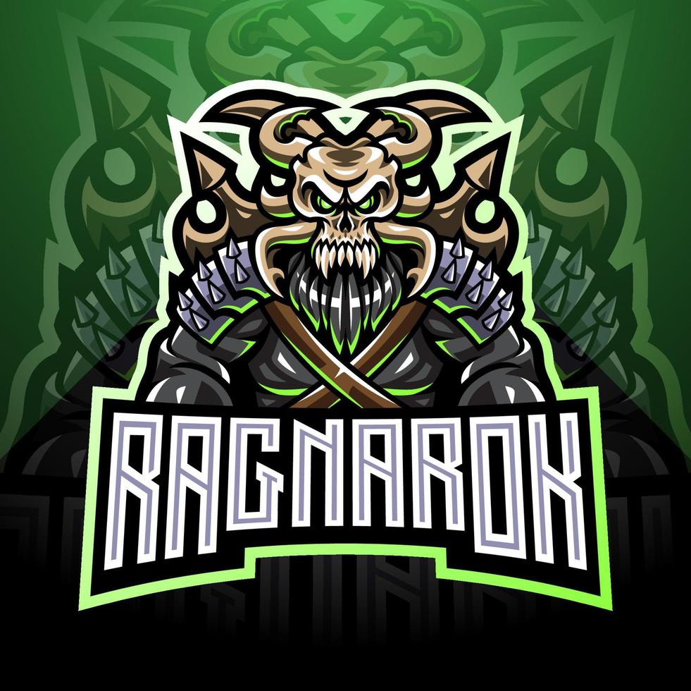 design del logo della mascotte esport ragnarok vettore