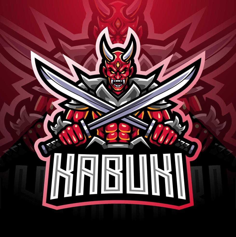 disegno del logo della mascotte esport kabuki vettore