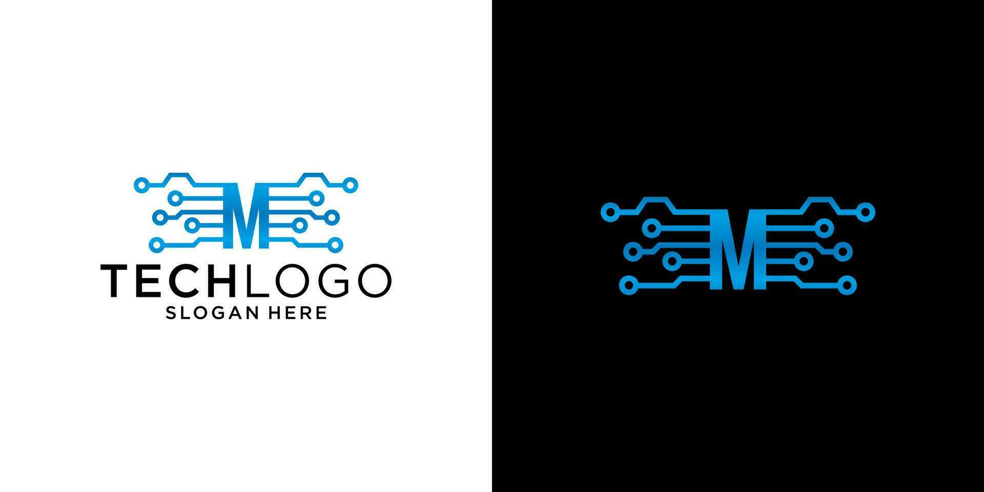 modello di progettazione della tecnologia del logo m vettore