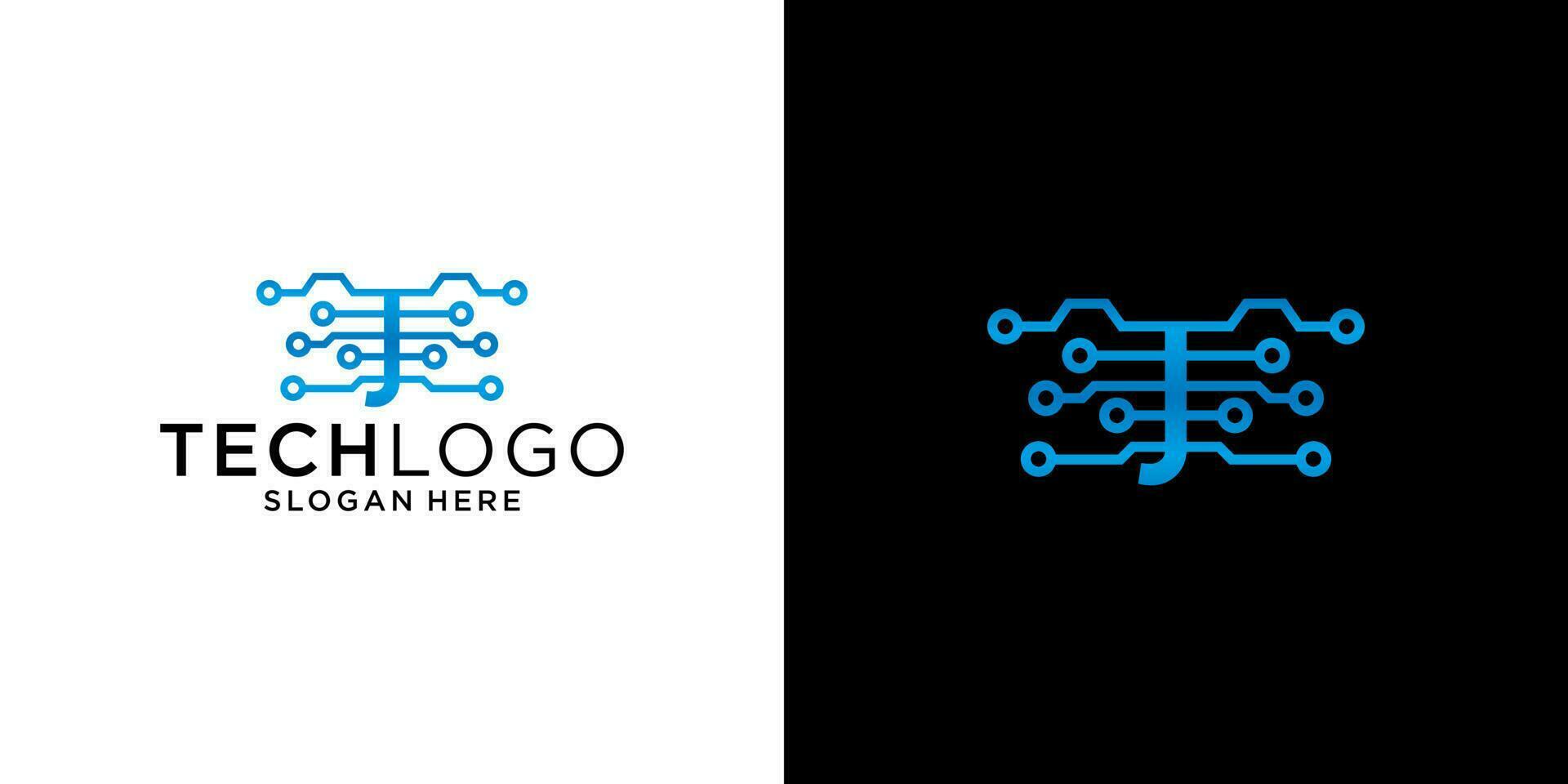 modello di progettazione della tecnologia del logo j vettore