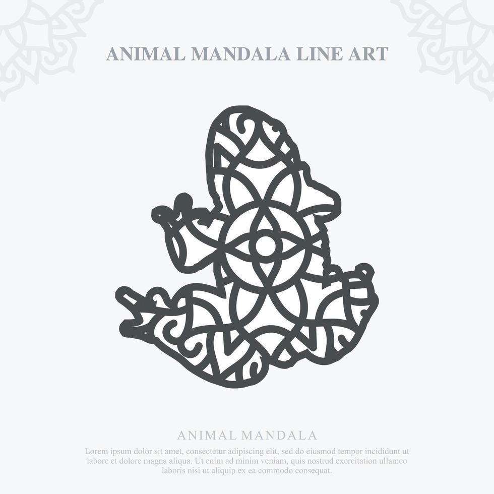 mandala animale. elementi decorativi vintage. modello orientale, illustrazione vettoriale. vettore