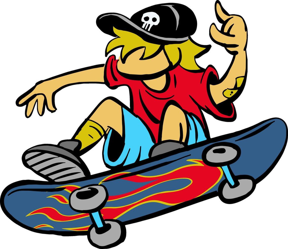 pattinatore giocare skateboard portafortuna vettore illustrazione