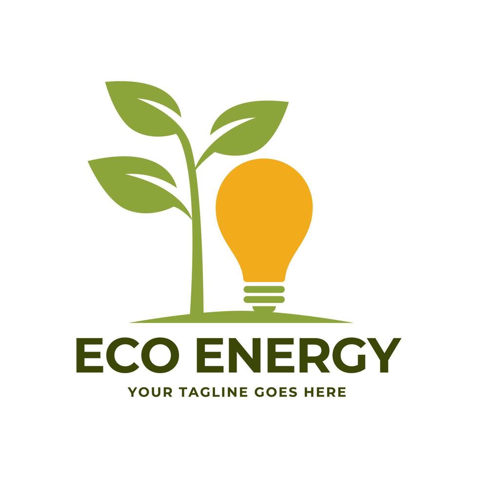 eco leggero lampadina natura logo vettore piatto design. energia Salvataggio lampada simbolo.