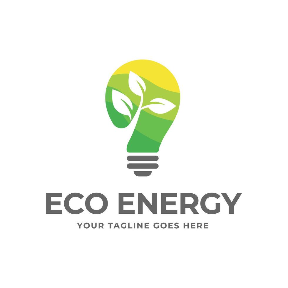 eco leggero lampadina natura logo vettore piatto design. energia Salvataggio lampada simbolo.