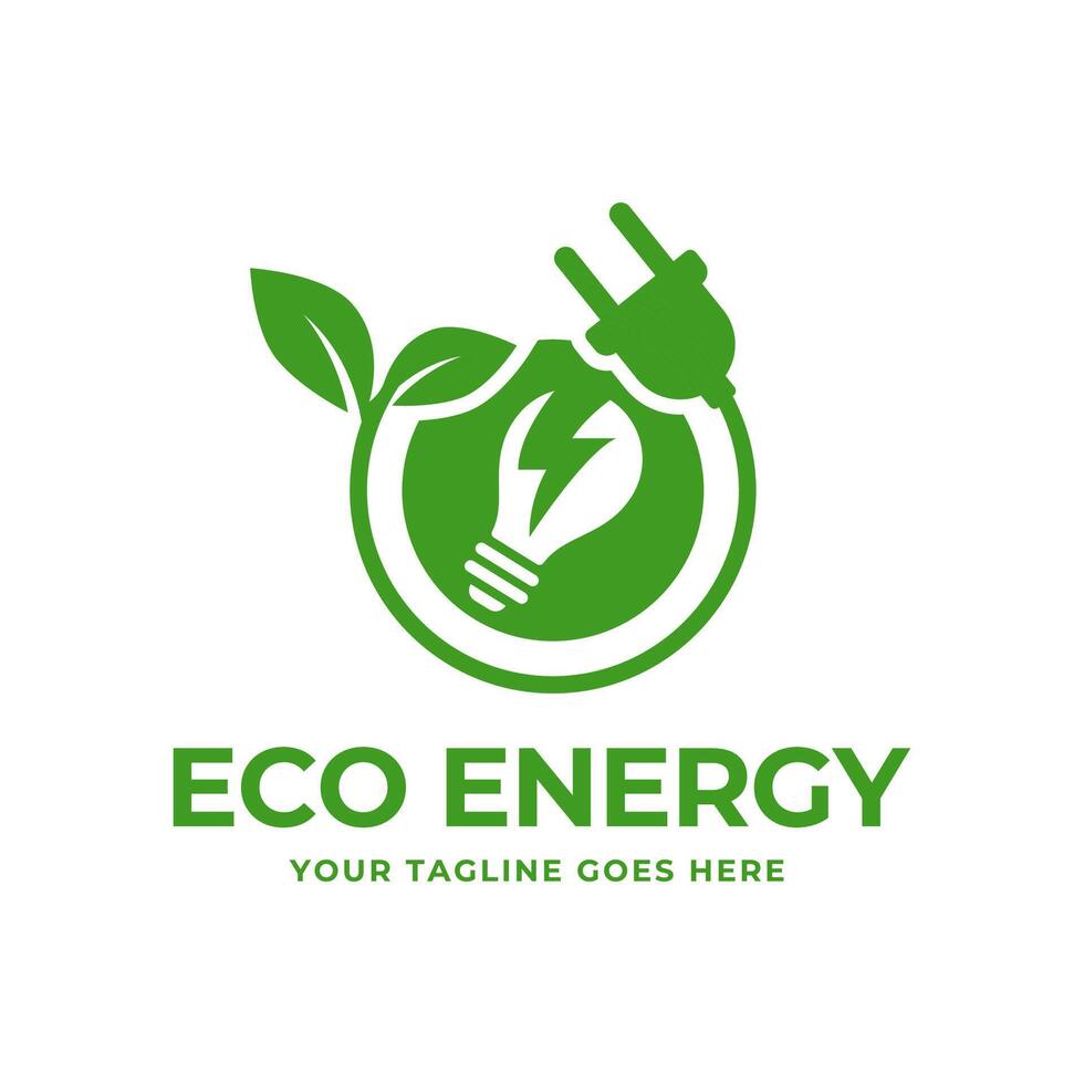 eco leggero lampadina natura logo vettore piatto design. energia Salvataggio lampada simbolo.