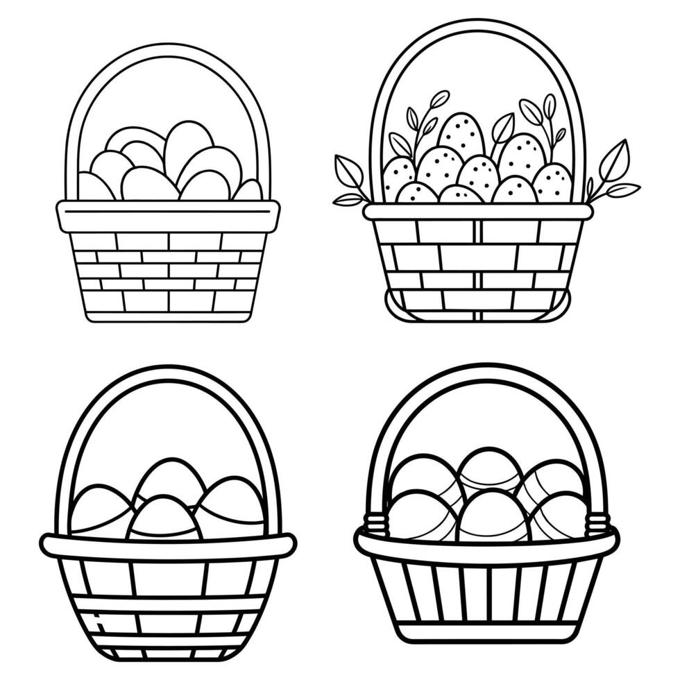 Pasqua cestino colorazione pagina. vettore