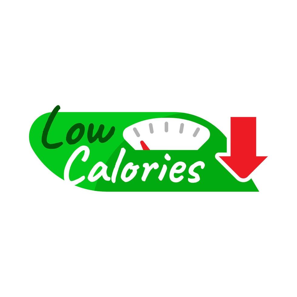 Basso calorie etichetta concetto illustrazione piatto design vettore. semplice moderno grafico elemento icona vettore
