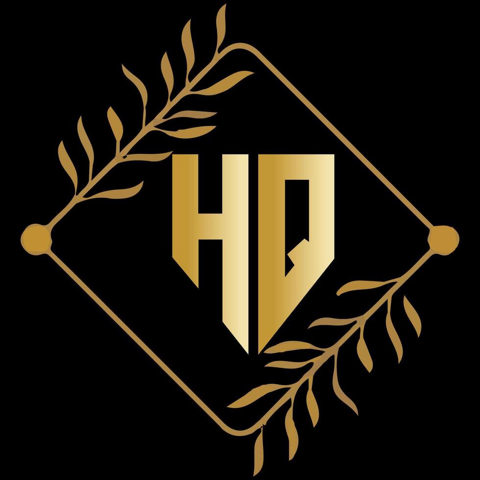 hq lettera il branding logo design con un' foglia vettore