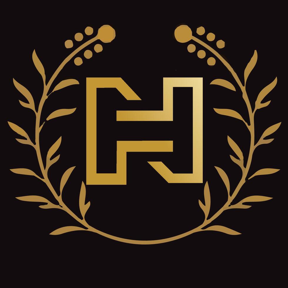 hn lettera il branding logo design con un' foglia vettore