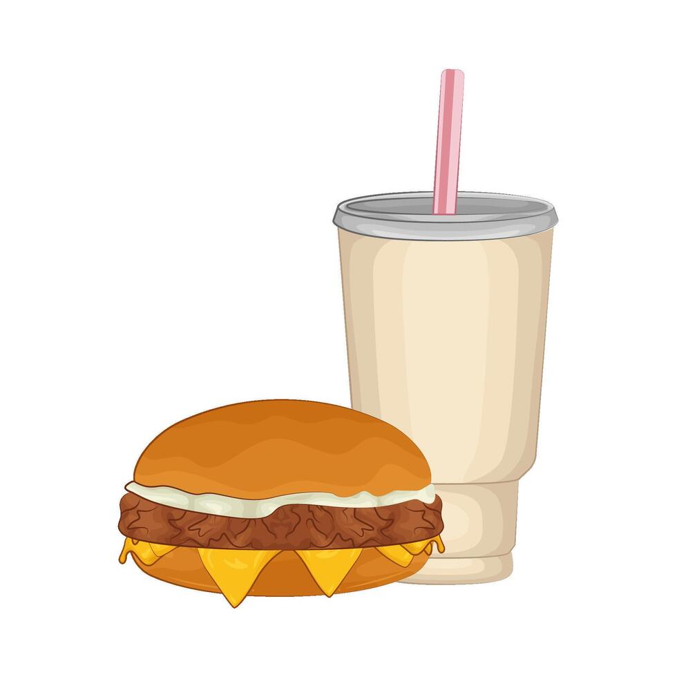 illustrazione di hamburger e bibita vettore