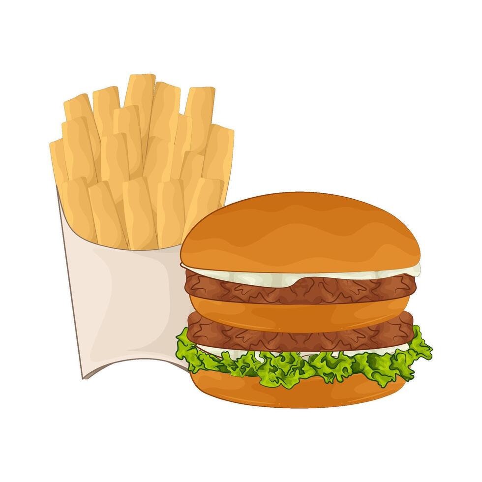 illustrazione di hamburger e francese patatine fritte vettore