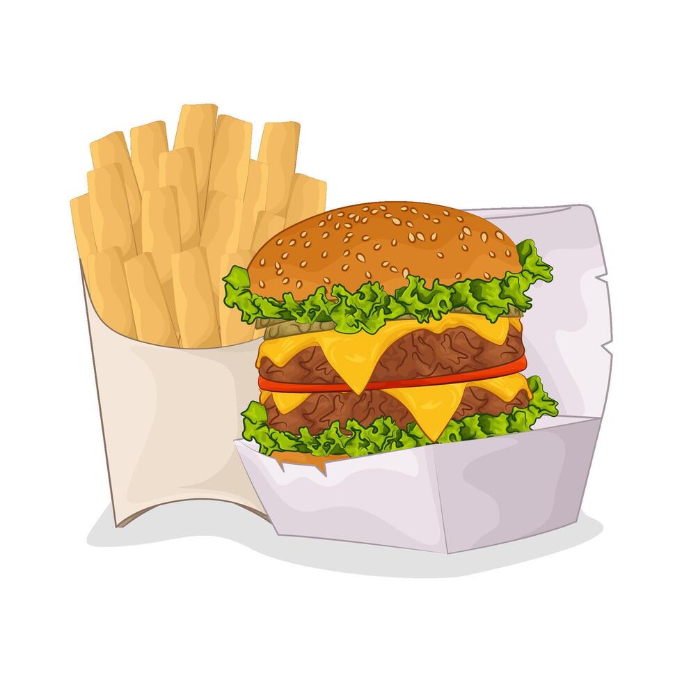 illustrazione di hamburger e francese patatine fritte vettore